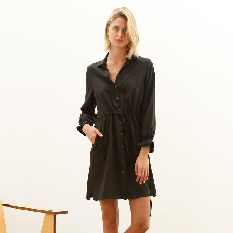 Thumbnail: Twill Maxi Dress, Black
