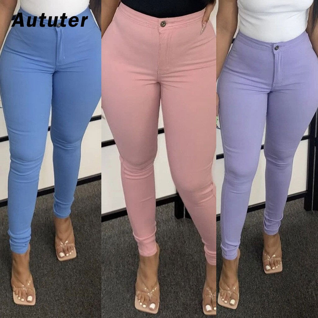 High Waist Stretch Slim Pencil Trousers Plus Size Skinny Pants