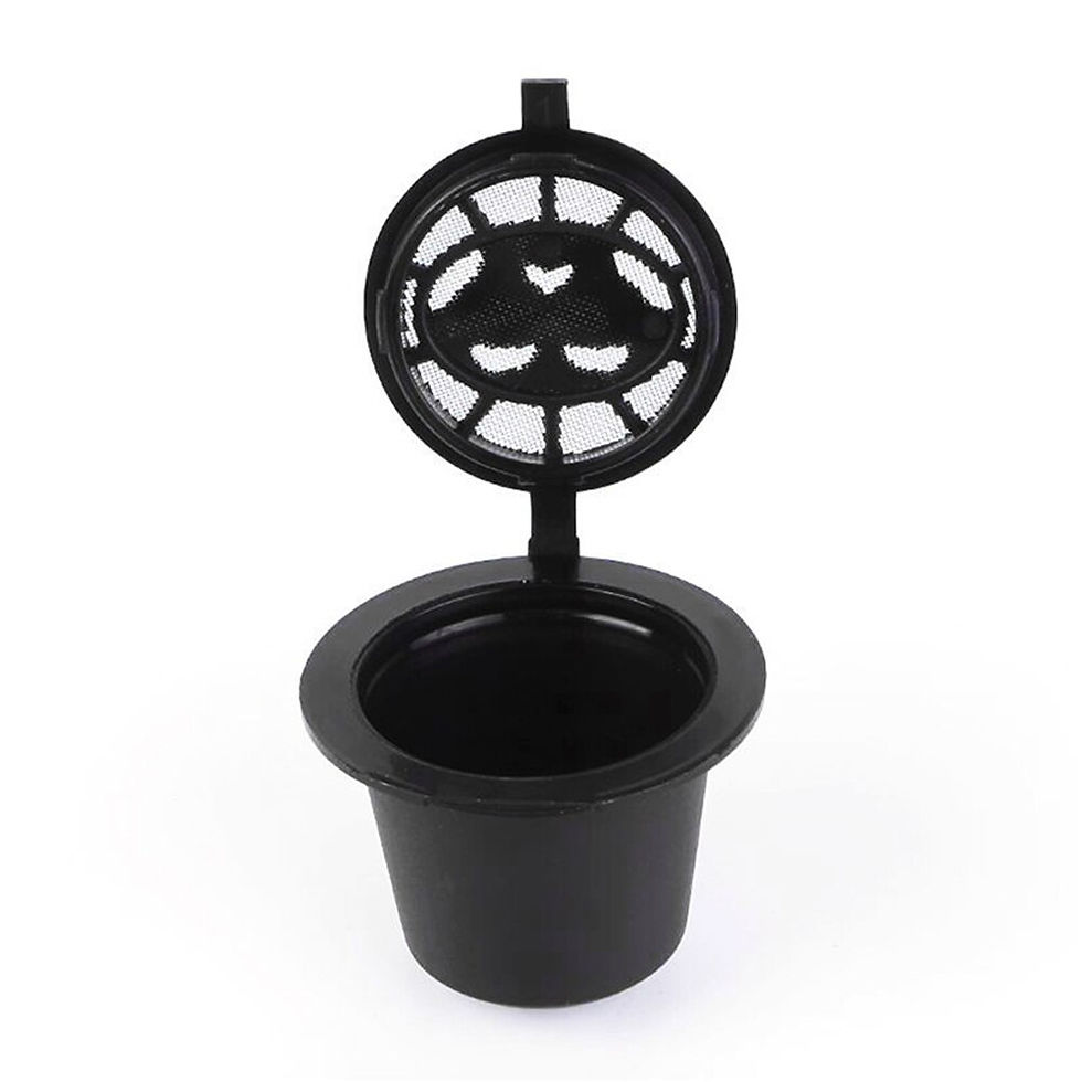Thumbnail: 6PCS Reusable Nespresso Coffee Capsules Cup With Spoon Brush Black Refillable