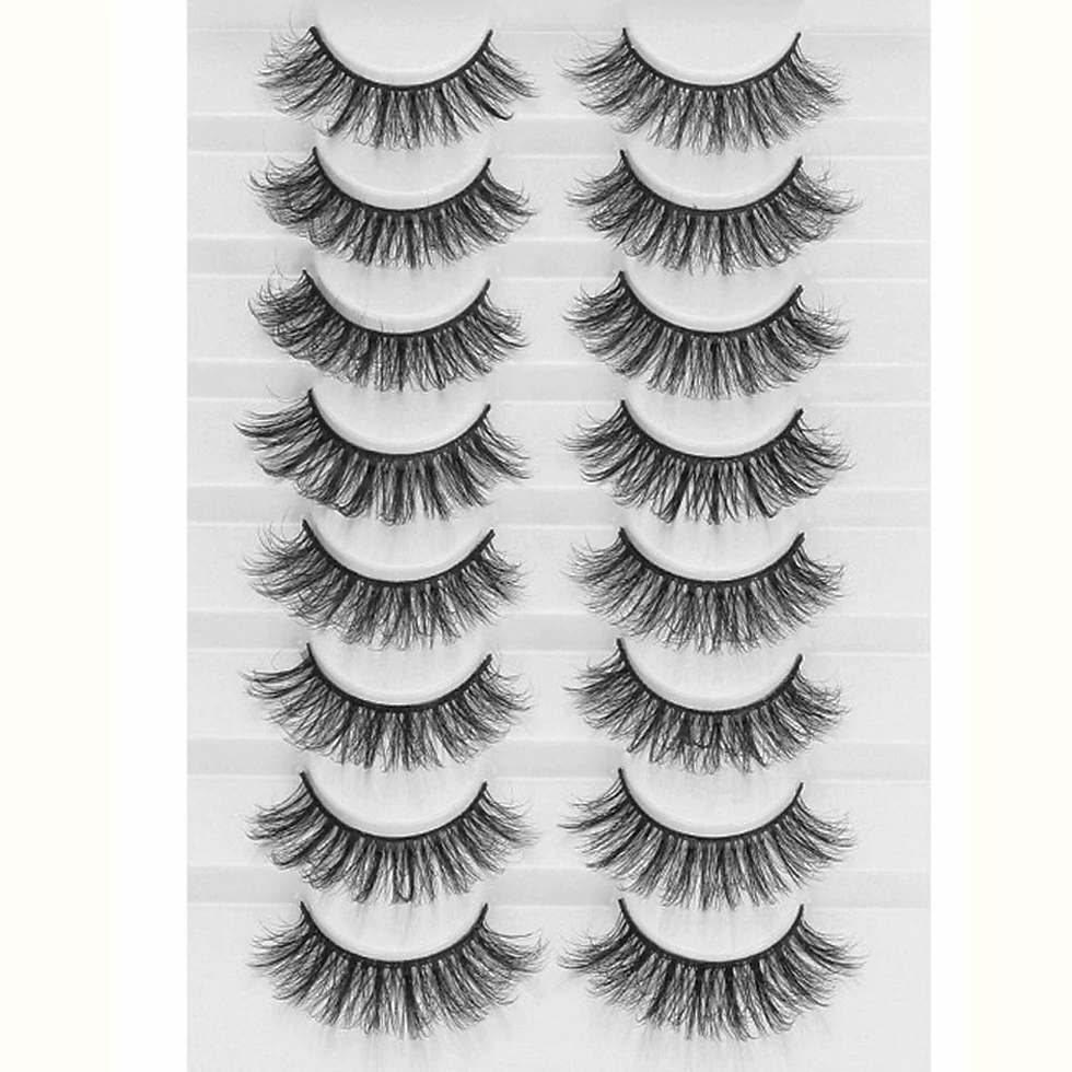 Thumbnail: 8 Pairs 3D Mink False Eyelashes Natural Wispy Fluffy Dramatic Volume Fake Lashes