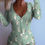 Küçük resim: Women Knitted  Romper Homewear Cute Deep V-Neck Long-Sleeved Pajamas  Star