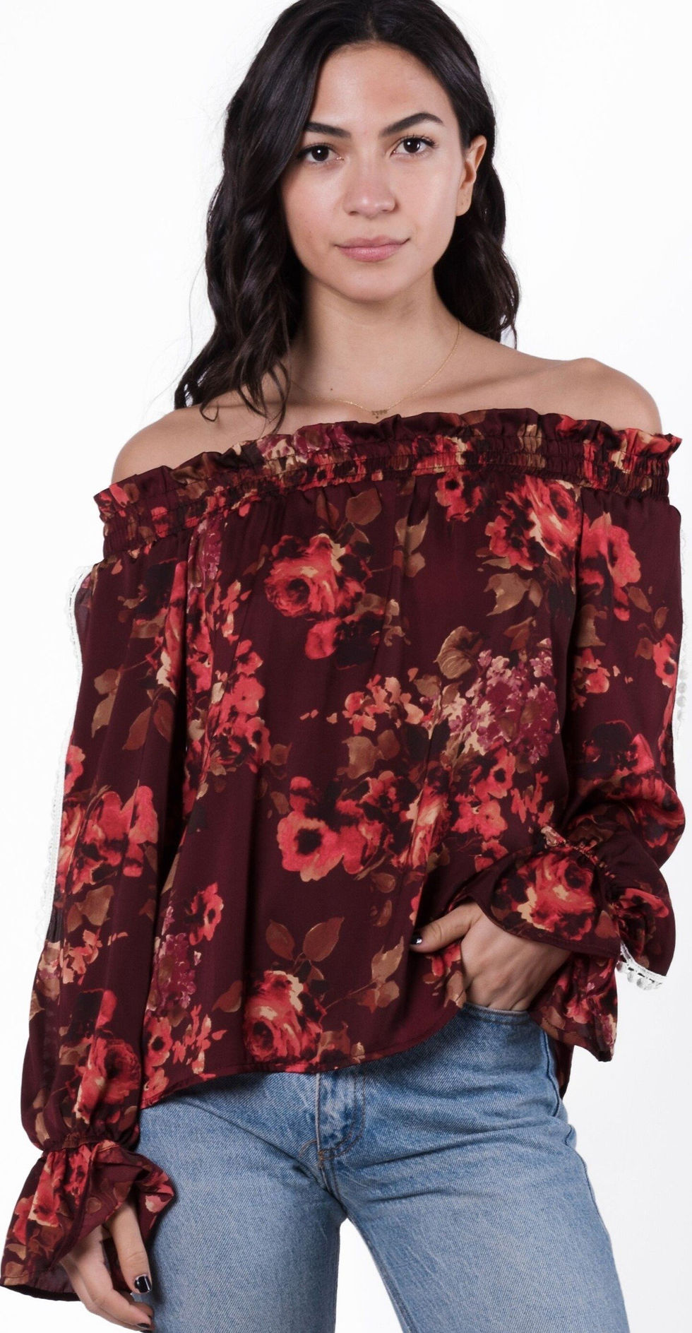 Almeria Off Shoulder Smocked Floral Blouse