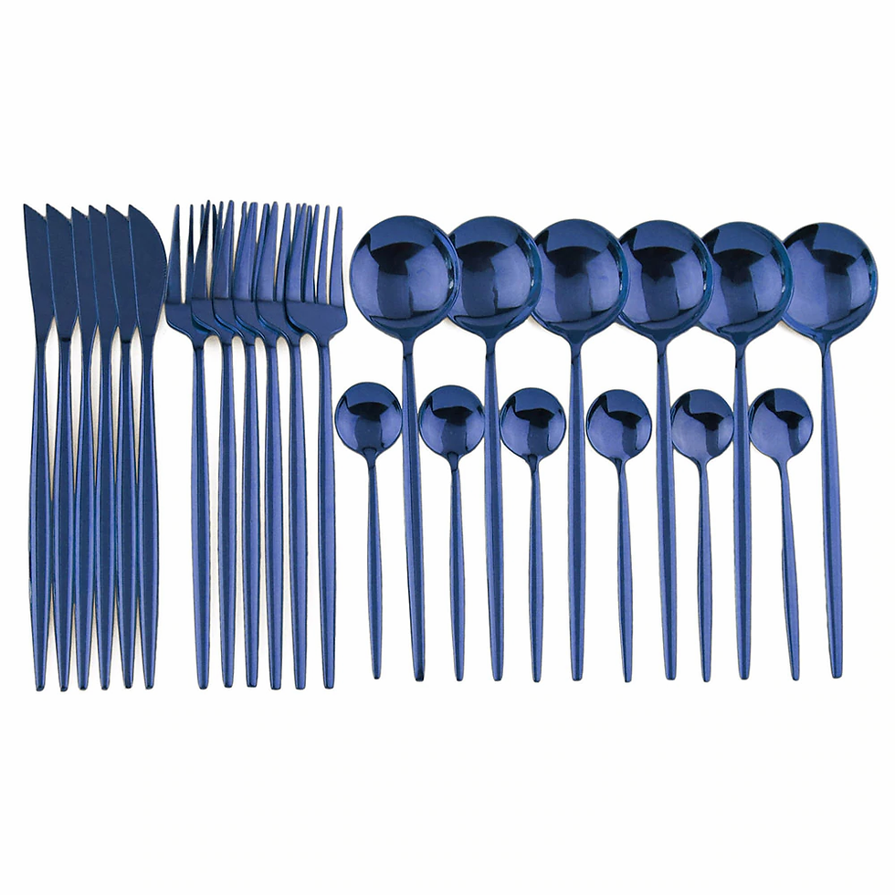 Thumbnail: 24Pcs Black Gold Cutlery Set Kitchen Silverware Tableware Set Stainless Steel