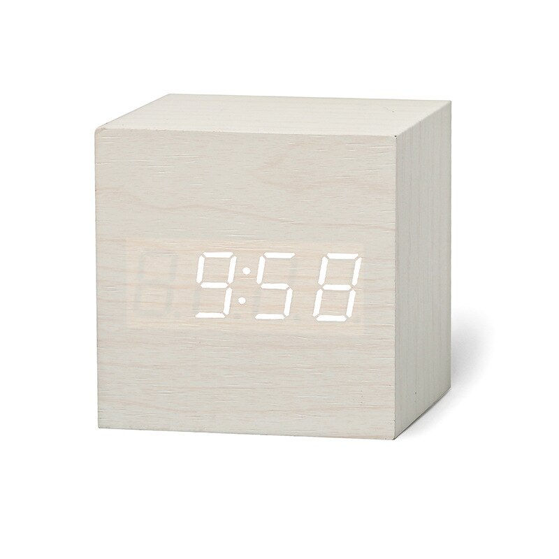 Thumbnail: Qualified Digital Wooden LED Alarm Clock Wood Retro Glow Clock Desktop