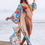 Thumbnail: Print Floral Beach Kimono Summer Bohemian Sashes Split Cover-Up  Big Sleeve