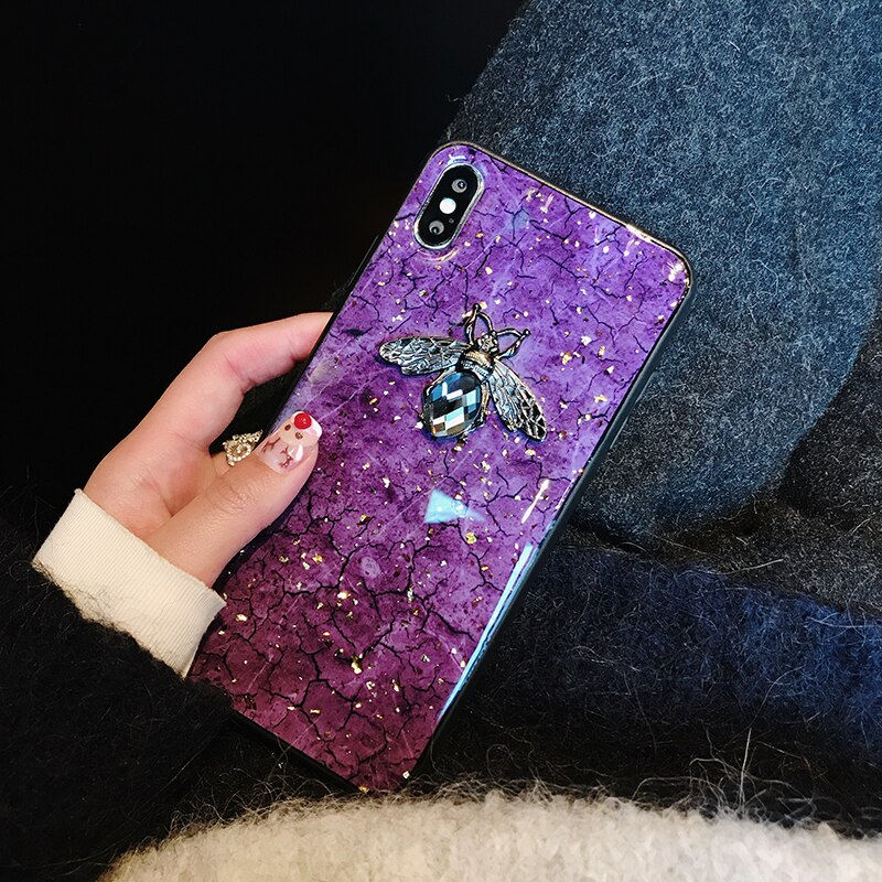 Thumbnail: Luxury Diamond Bee Marble Glitter Silicone Case  11 Pro MAX Cover