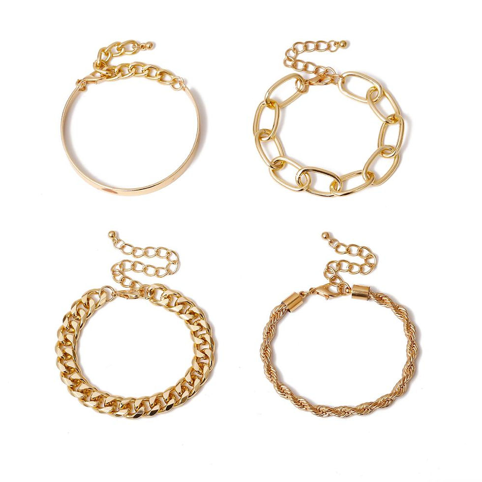 Thumbnail: 4Pcs/Set Hip Hop Chunky Thick Miami Curb Cuban Bracelets Bangles