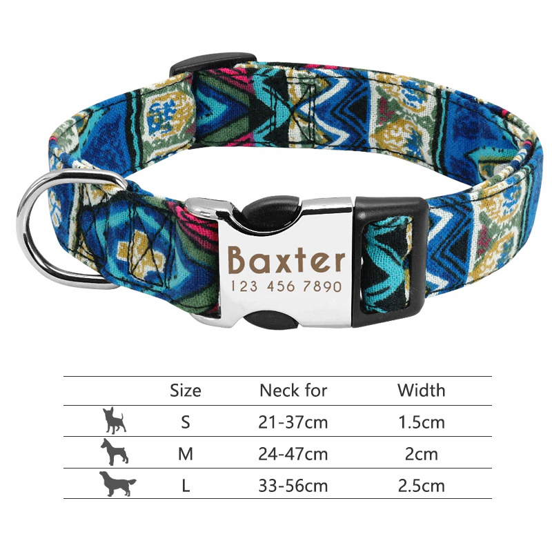 Thumbnail: Nylon Dog Collar Personalized Pet Collar Engraved ID Tag Nameplate Reflective