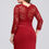 Thumbnail: Plus Size Lace Mermaid Long Evening Dress Elegant 3/4 Sleeve Gowns With Sashes