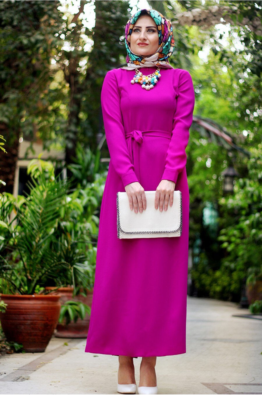 Thumbnail: Belted Long Dress Islamic Dress