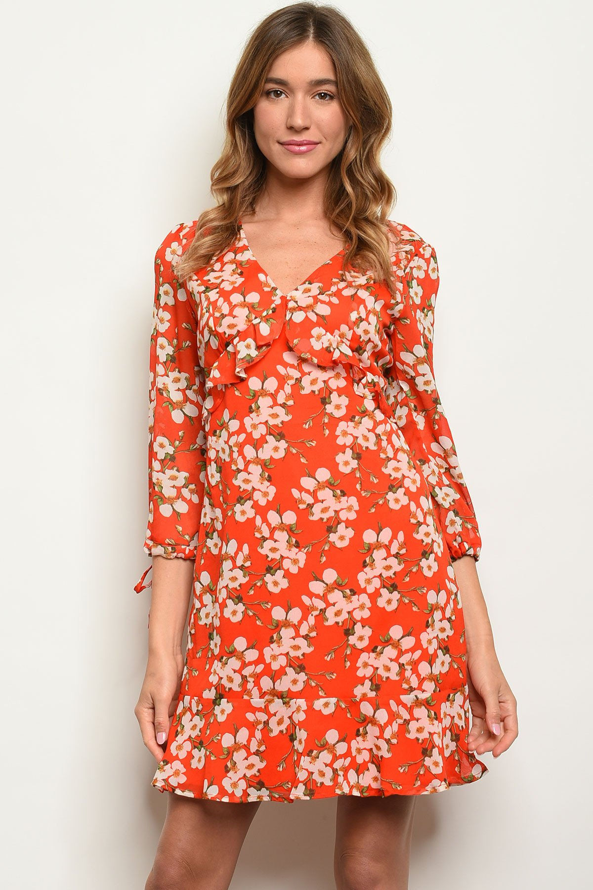 Red With Flower Print