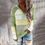 Thumbnail: Autumn Women Patchwork Hooded Sweater Long Sleeve V-Neck Knitted Sweater Casual