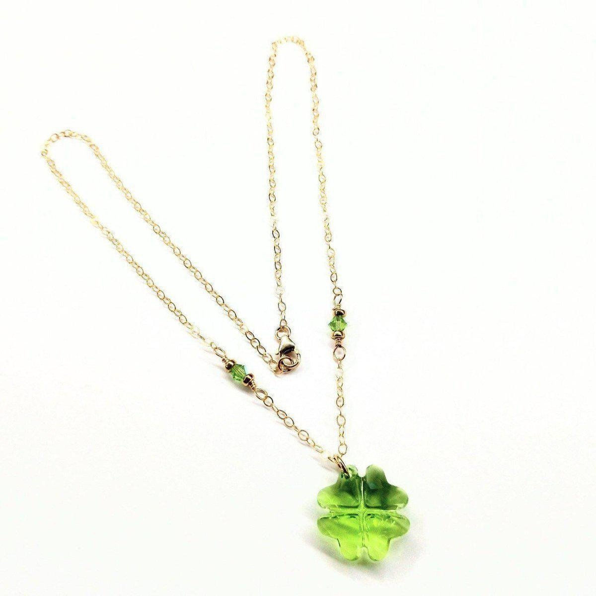 Light Green Sparkly Swarovski Crystal Clover Necklace