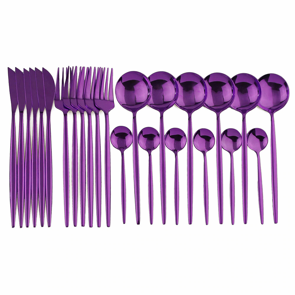 Thumbnail: 24Pcs Black Gold Cutlery Set Kitchen Silverware Tableware Set Stainless Steel