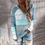 Thumbnail: Autumn Women Patchwork Hooded Sweater Long Sleeve V-Neck Knitted Sweater Casual