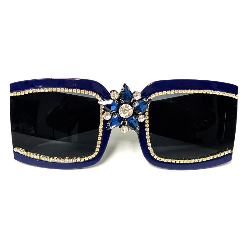 Thumbnail: Rectangle Diamond Rhinestone Vintage Sunglasses Square Retro Men UV400