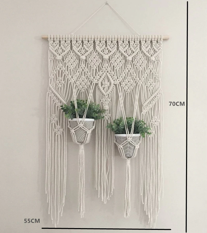 Thumbnail: Macrame Hanging Planter Basket Wall Handmade Plant Hanger Pot Indoor Purl Edging