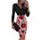 Thumbnail: O-Neck Short Sleeve Casual Bodycon Flower Dressd Slim Elastic