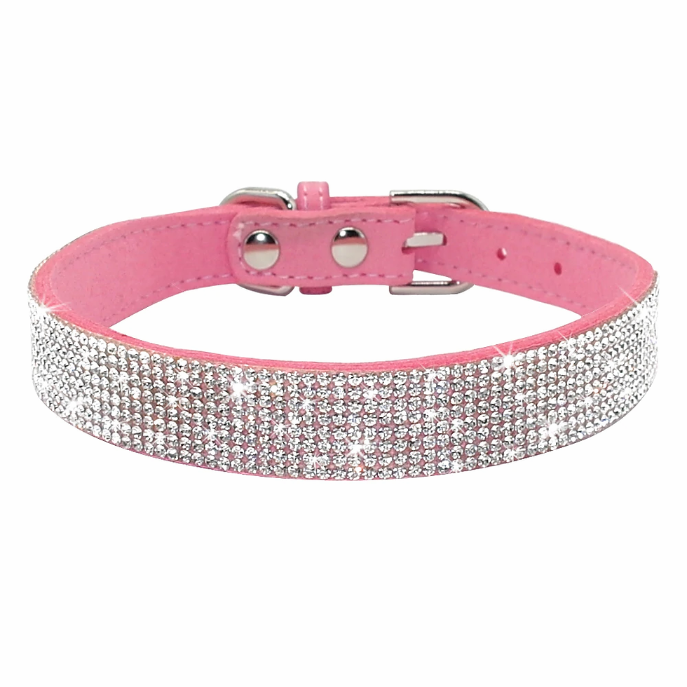 Thumbnail: Bling Rhinestone Puppy Cat Collars Adjustable Leather Bowknot Kitten Collar