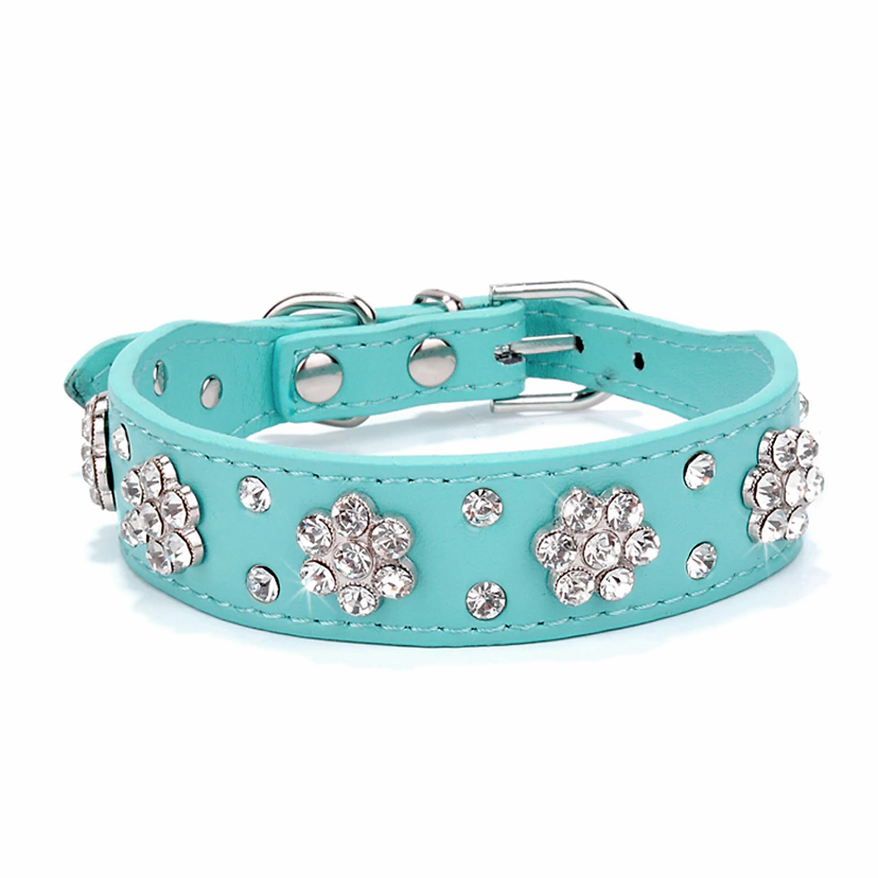 Thumbnail: Bling Rhinestone Puppy Cat Collars Adjustable Leather Bowknot Kitten Collar