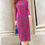 Thumbnail: Elegant Knitted Patchwork Gradient Pink Pleated One-Piece Sweater Dress