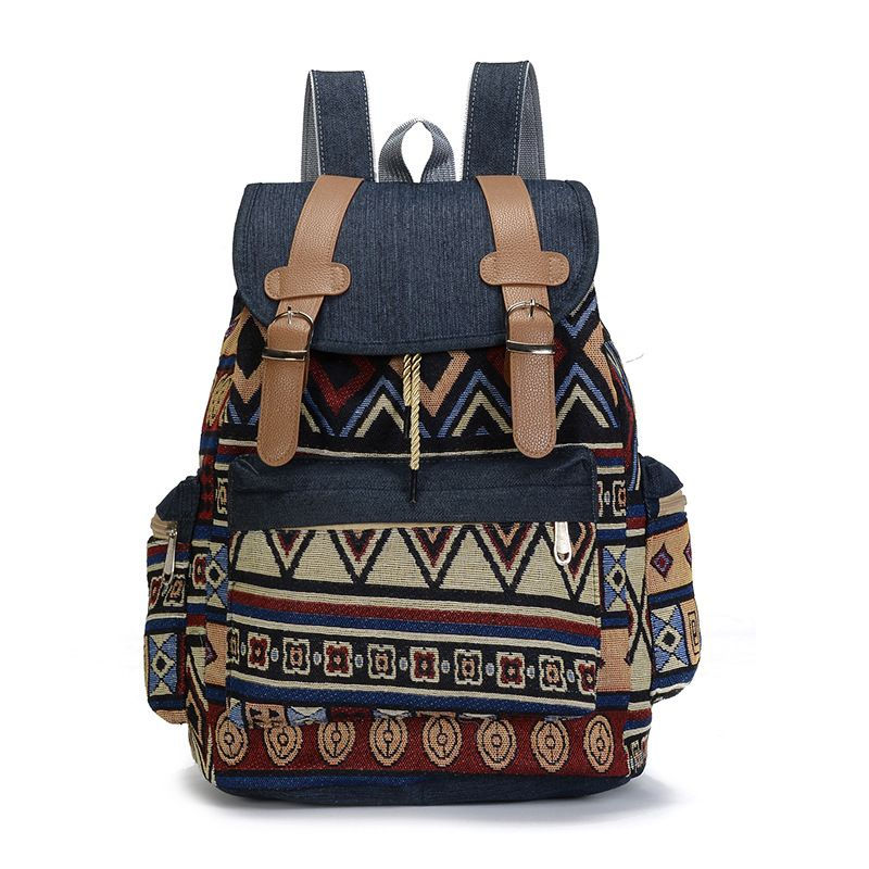 Thumbnail: High Quality Women Canvas Vintage Backpack Ethnic Backpacks