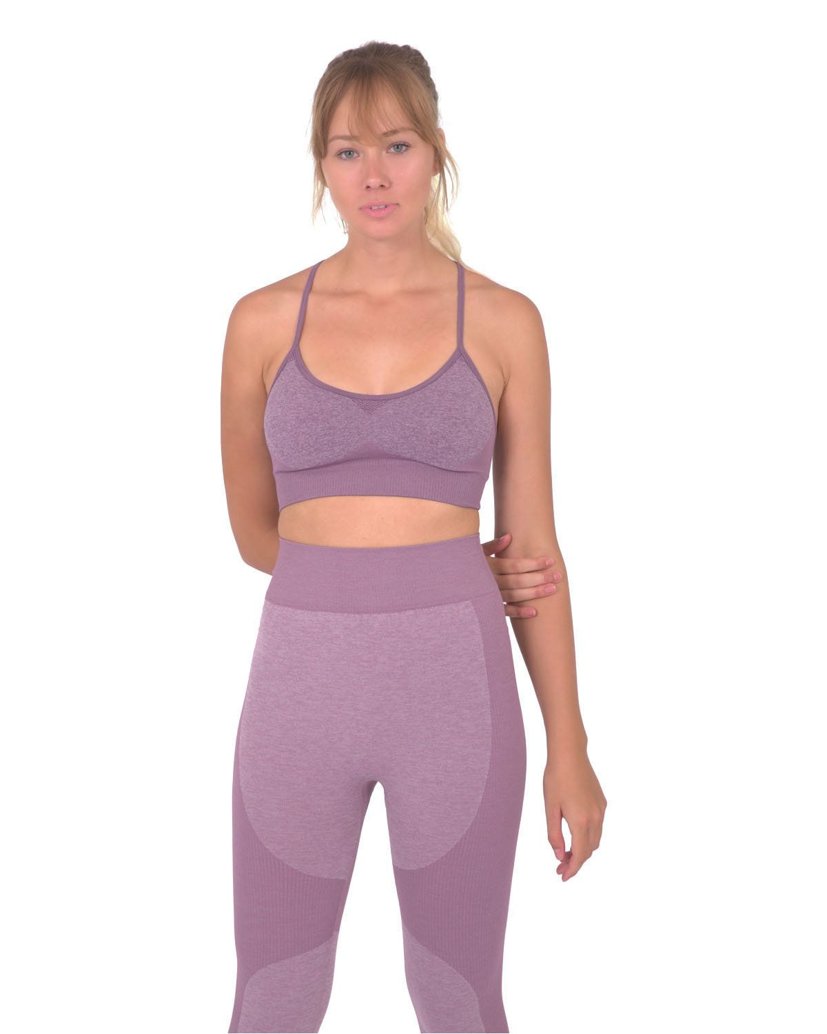 Megara Seamless Sports Bra With Striped Band - Purple