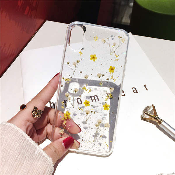 Thumbnail: Real Dry Flower Glitter Clear Case for iPhone 12 Pro Max X  7 8 Plus 6 6s