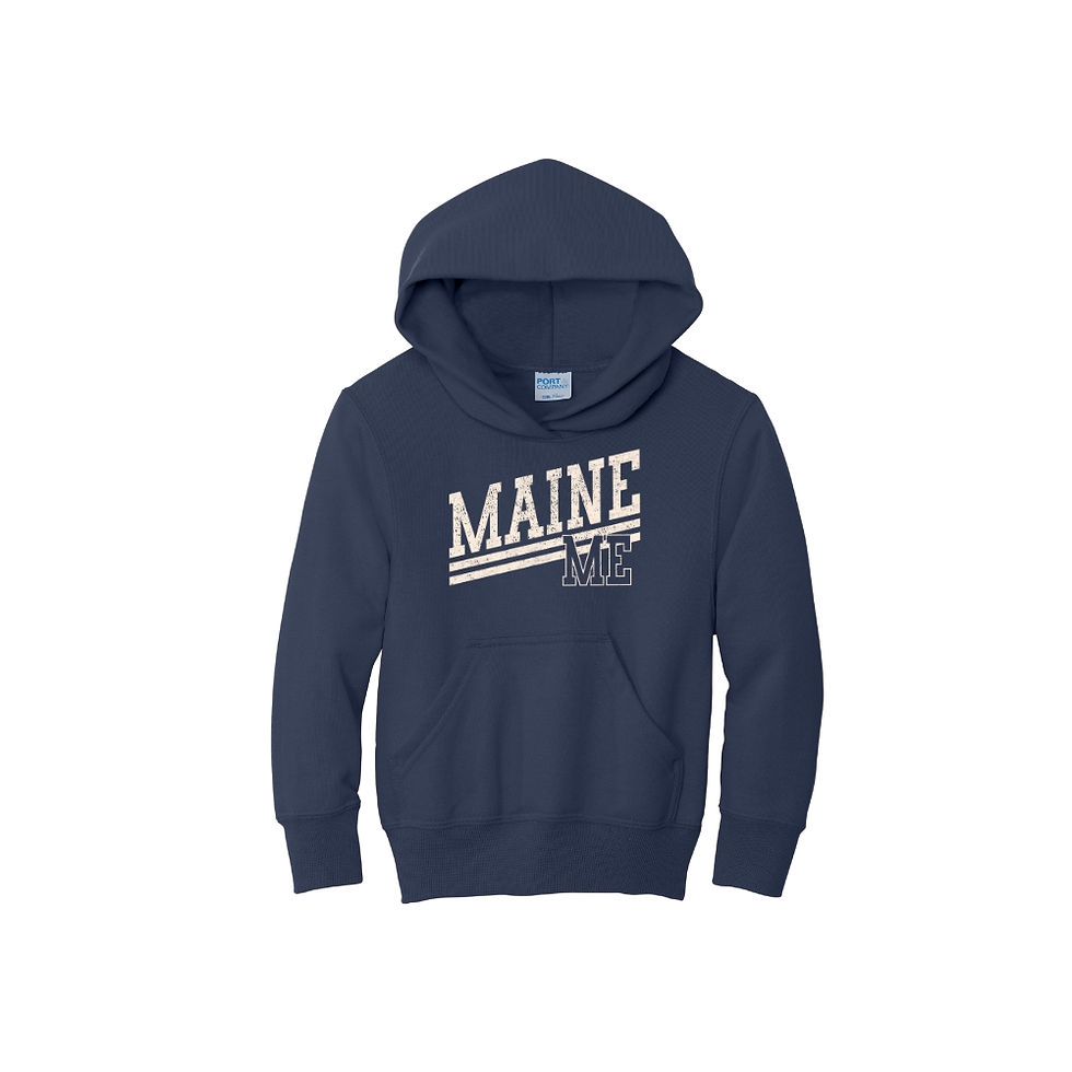 Thumbnail: Youth Maine ME Hoodie Navy made by Maine Hoodies