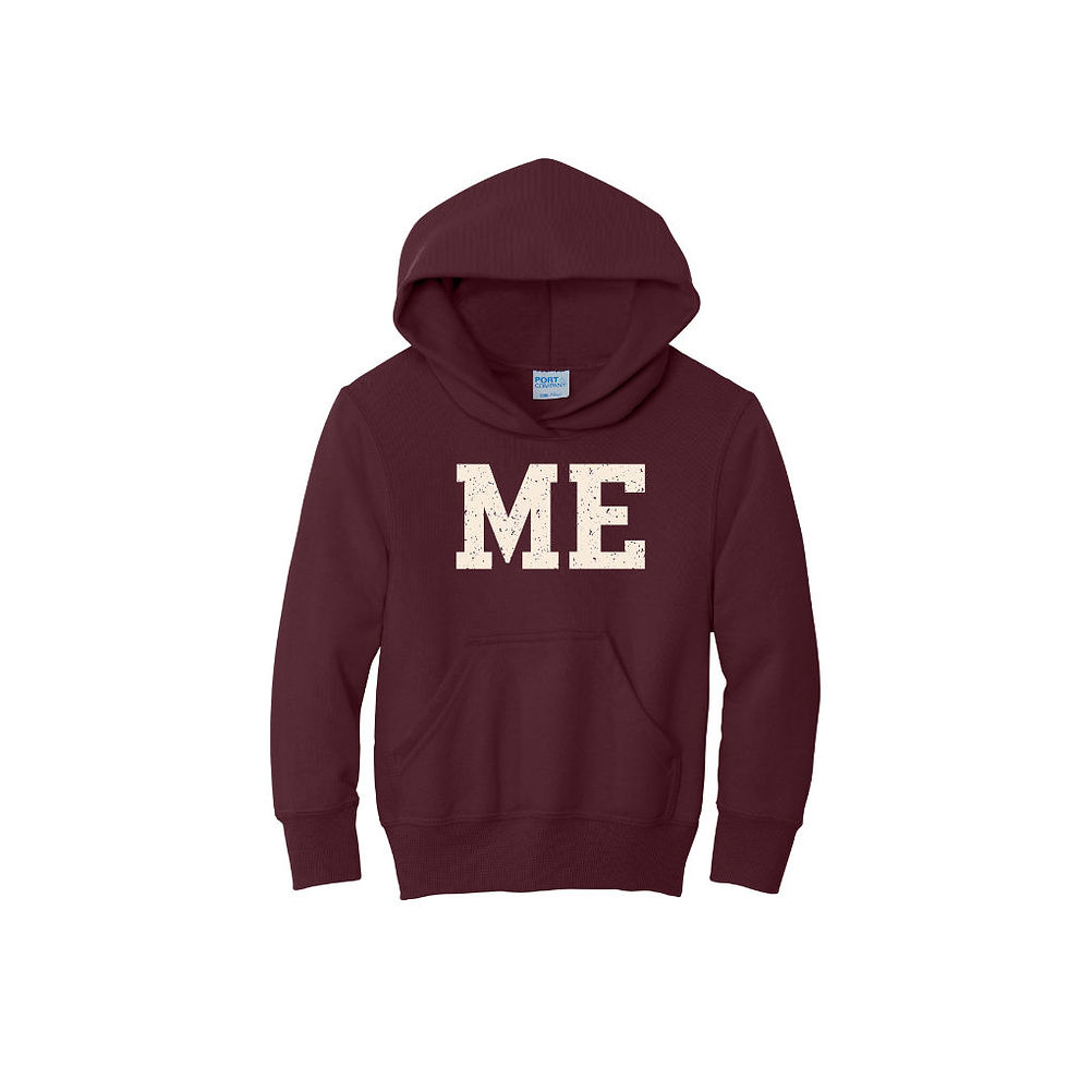 Thumbnail: Youth ME (Maine) Maroon hoodie made by Maine Hoodies