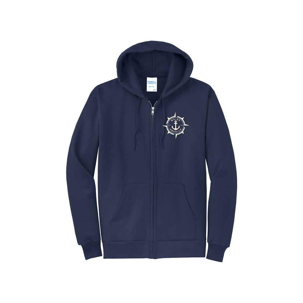 Unisex Maine America Full Zip Hoodie Navy made by Maine Hoodies