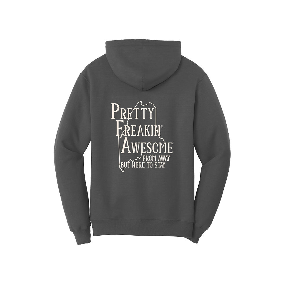 Thumbnail: Unisex Pullover Charcoal Hoodie with People From Away made by MaineHoodies.com