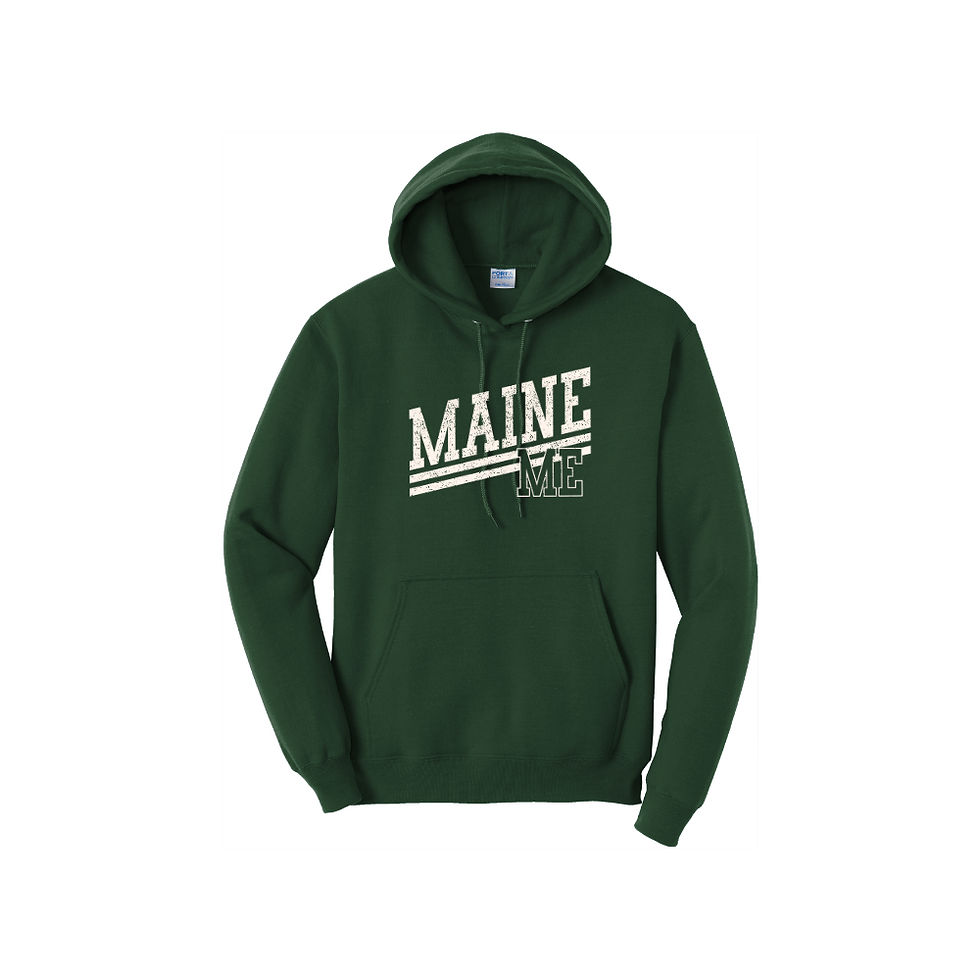 Thumbnail: Unisex dark green colored hoodie with Maine ME image sold by Mainehoodies.com