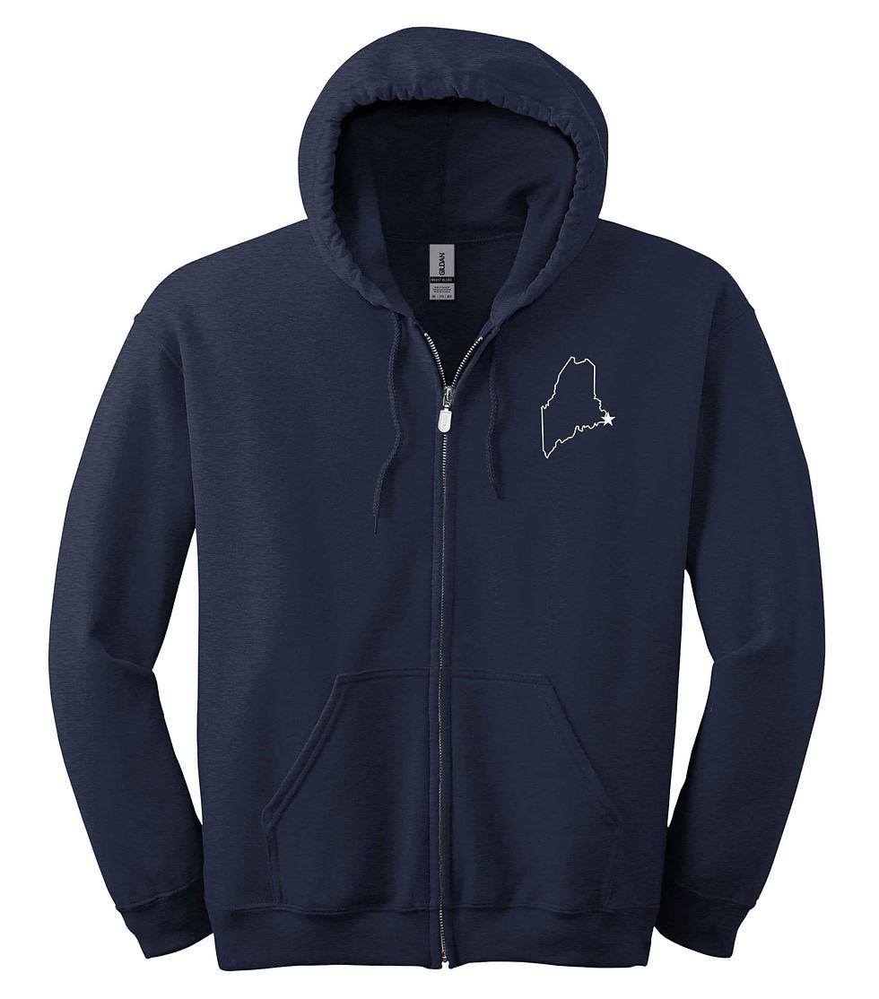 Thumbnail: Eastport Maine Hoodie Full Zip White Lettering
