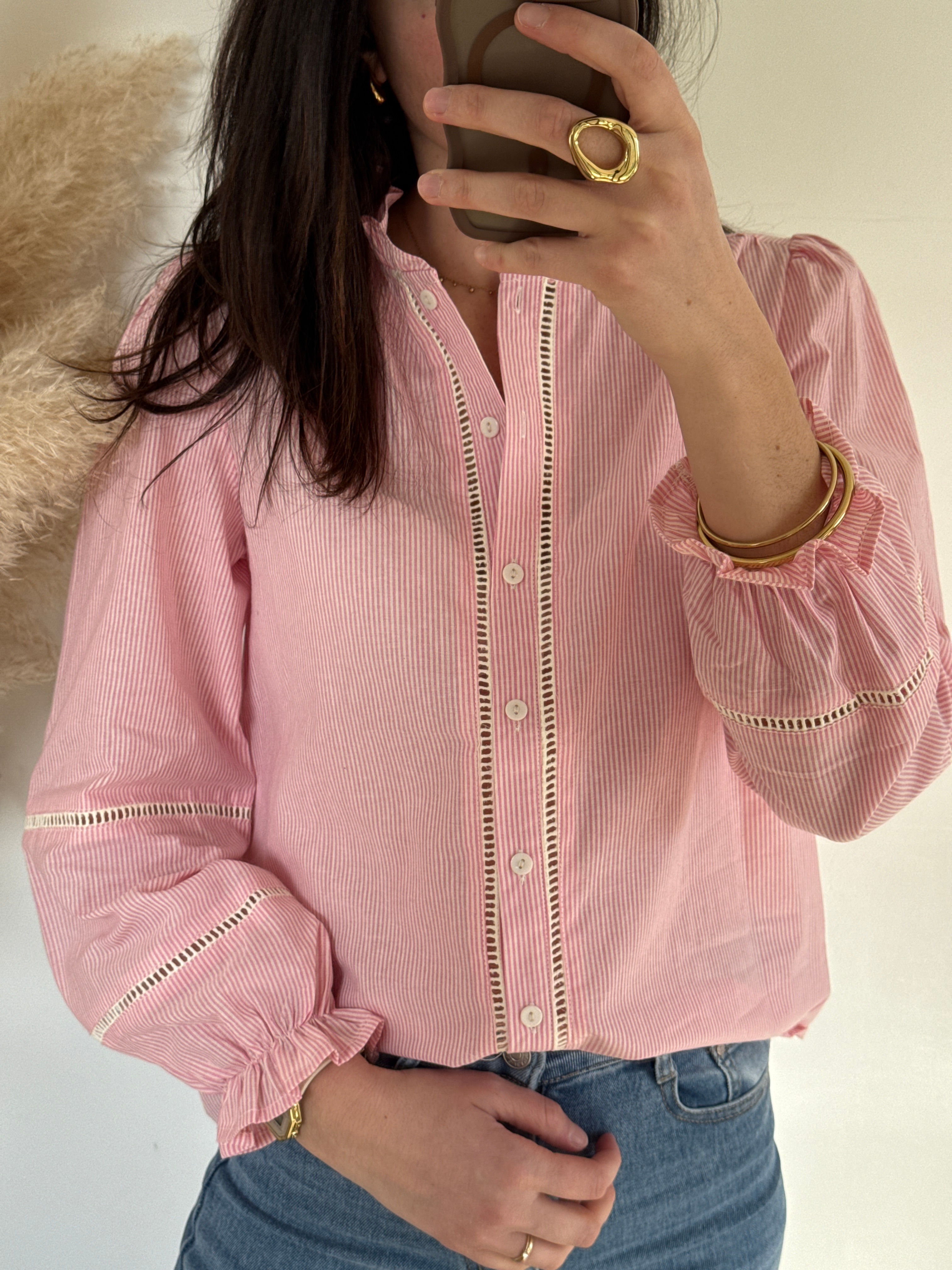 Chemise CURVY rayée rose april