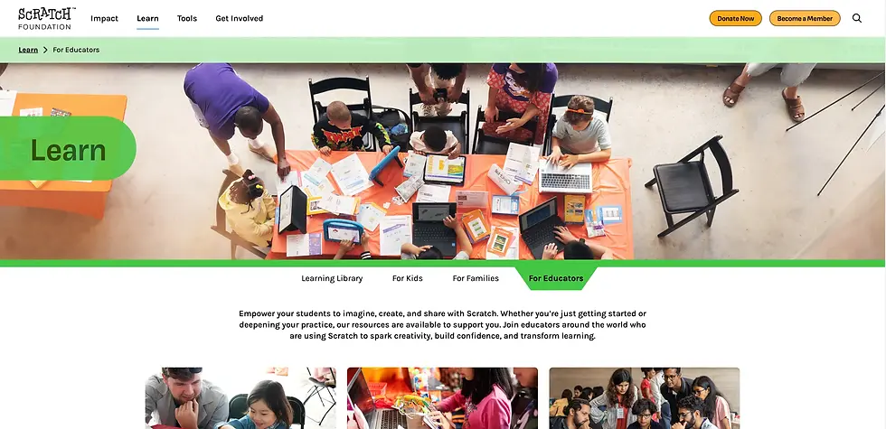 scratchの公式サイトのTOP