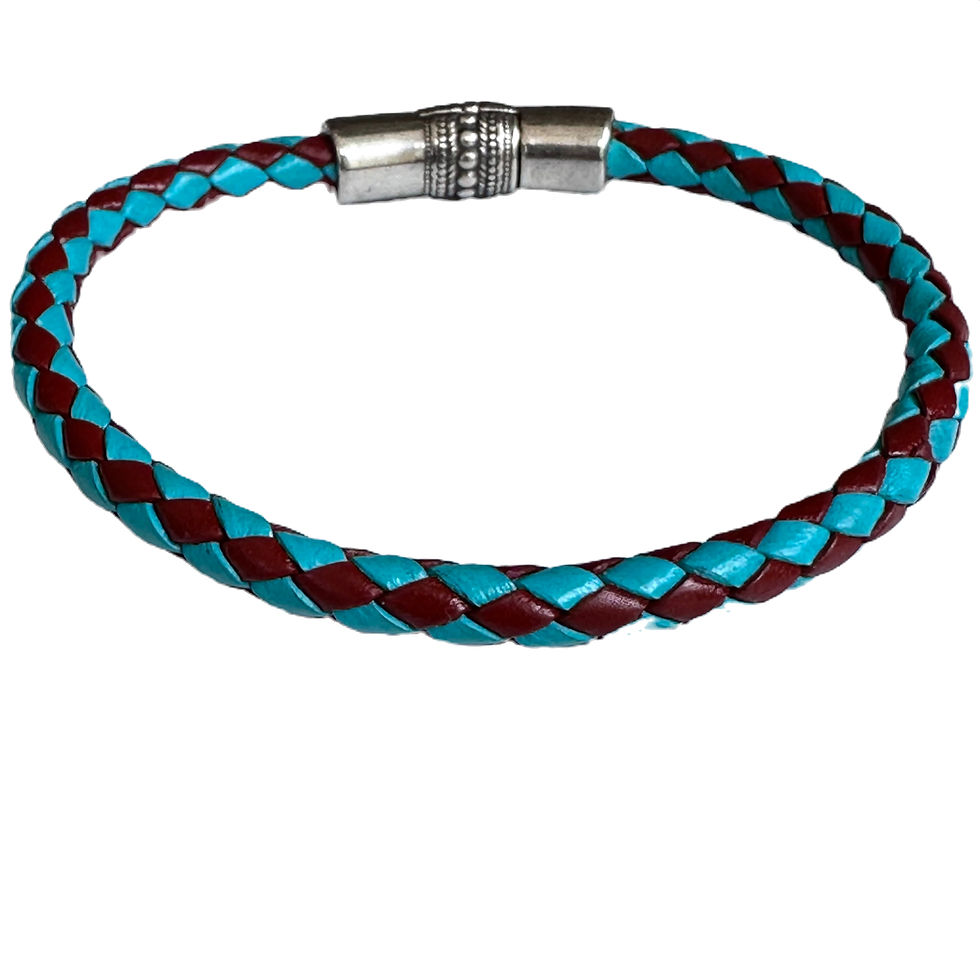 Braided Turquoise Leather Men's Bracelet