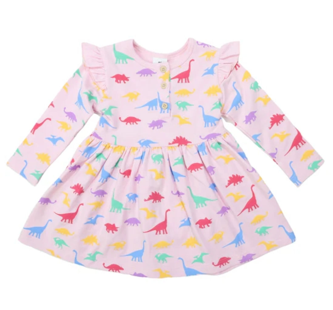 Korango Girl Dino Cotton Print Dress