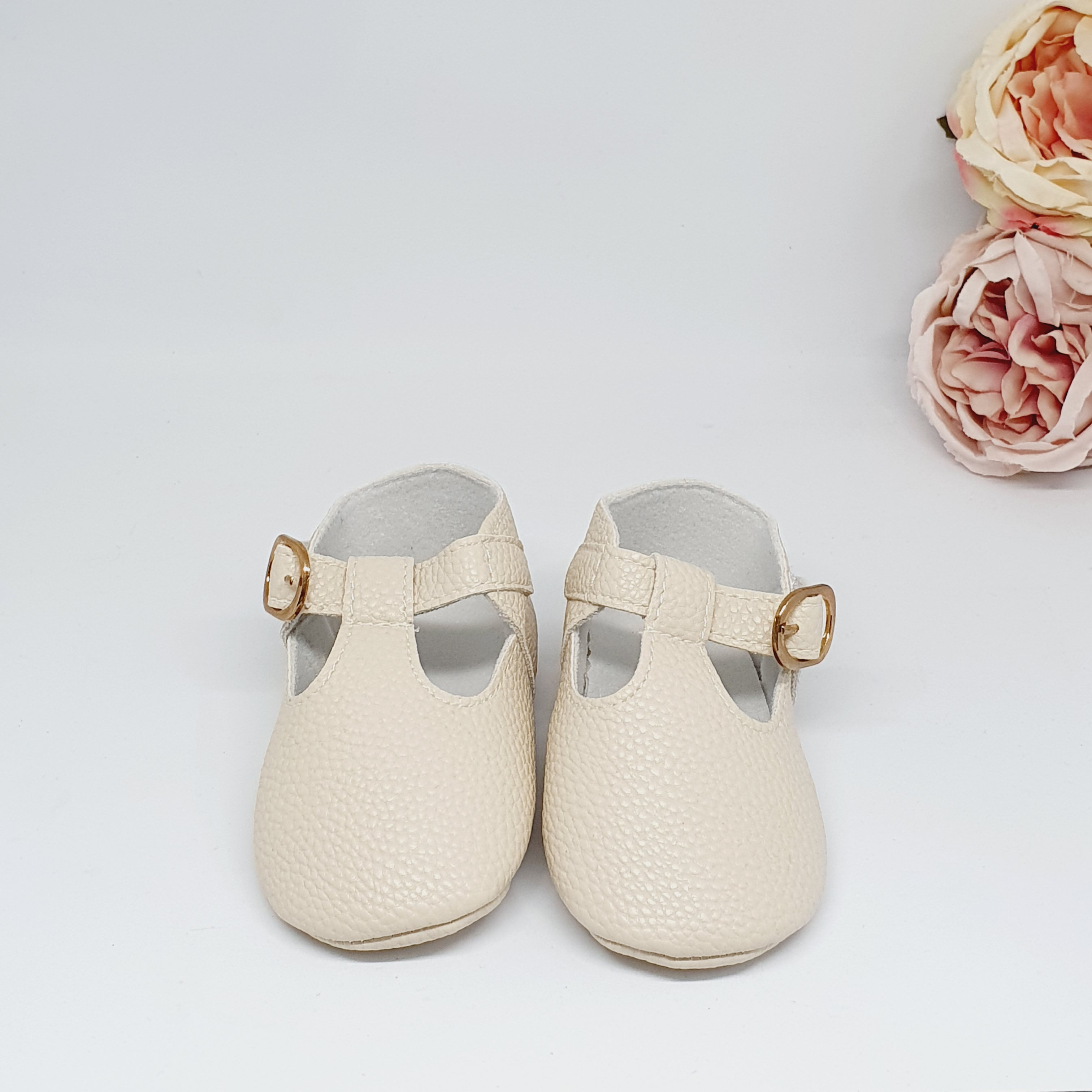 Velcro Buckle Cream Shoes