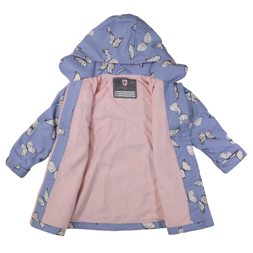 Thumbnail: Butterfly Colour Change Terry Towelling Lined Raincoat - Blue Heron