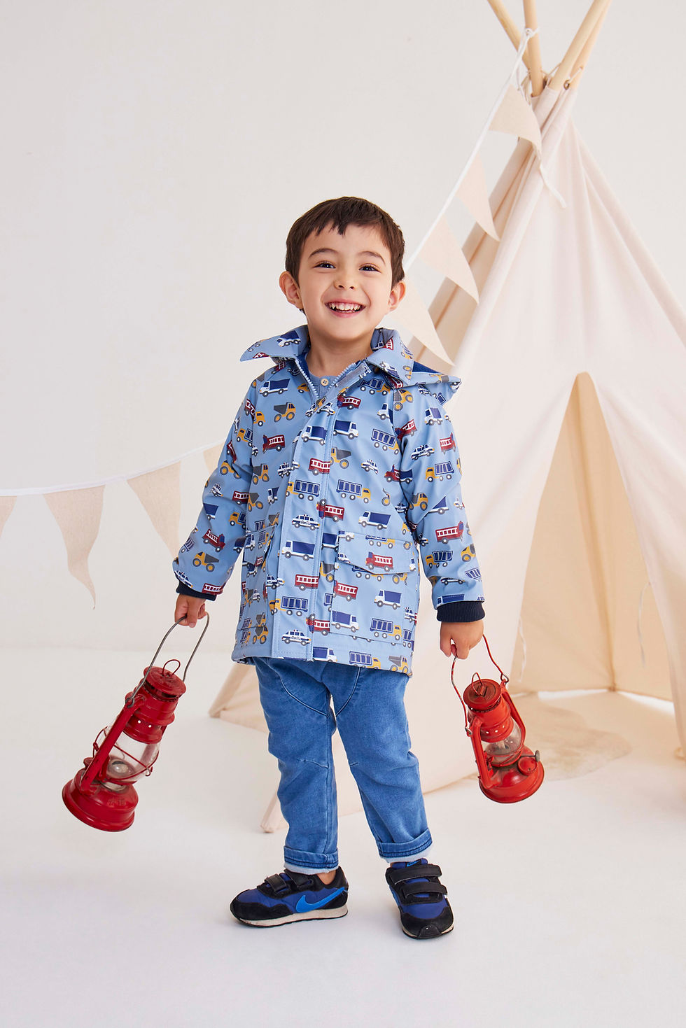 Thumbnail: Cars and Trucks Raincoat Dusty Blue