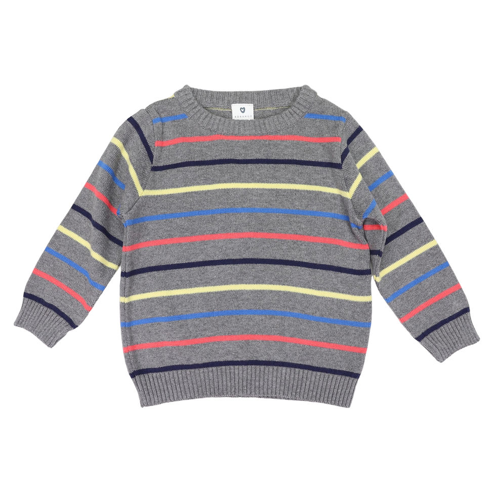 Korango Knit  Striped Sweater - Grey