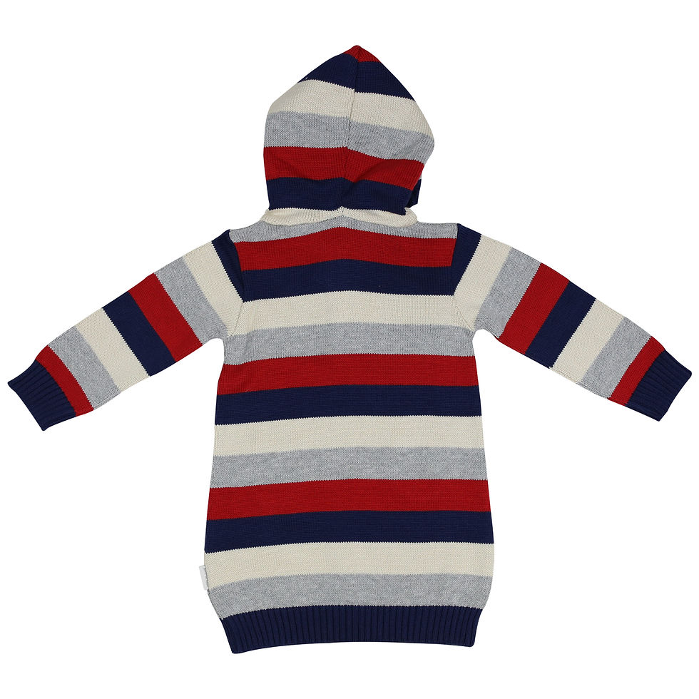 Hoodie Knit Dress - Stripe