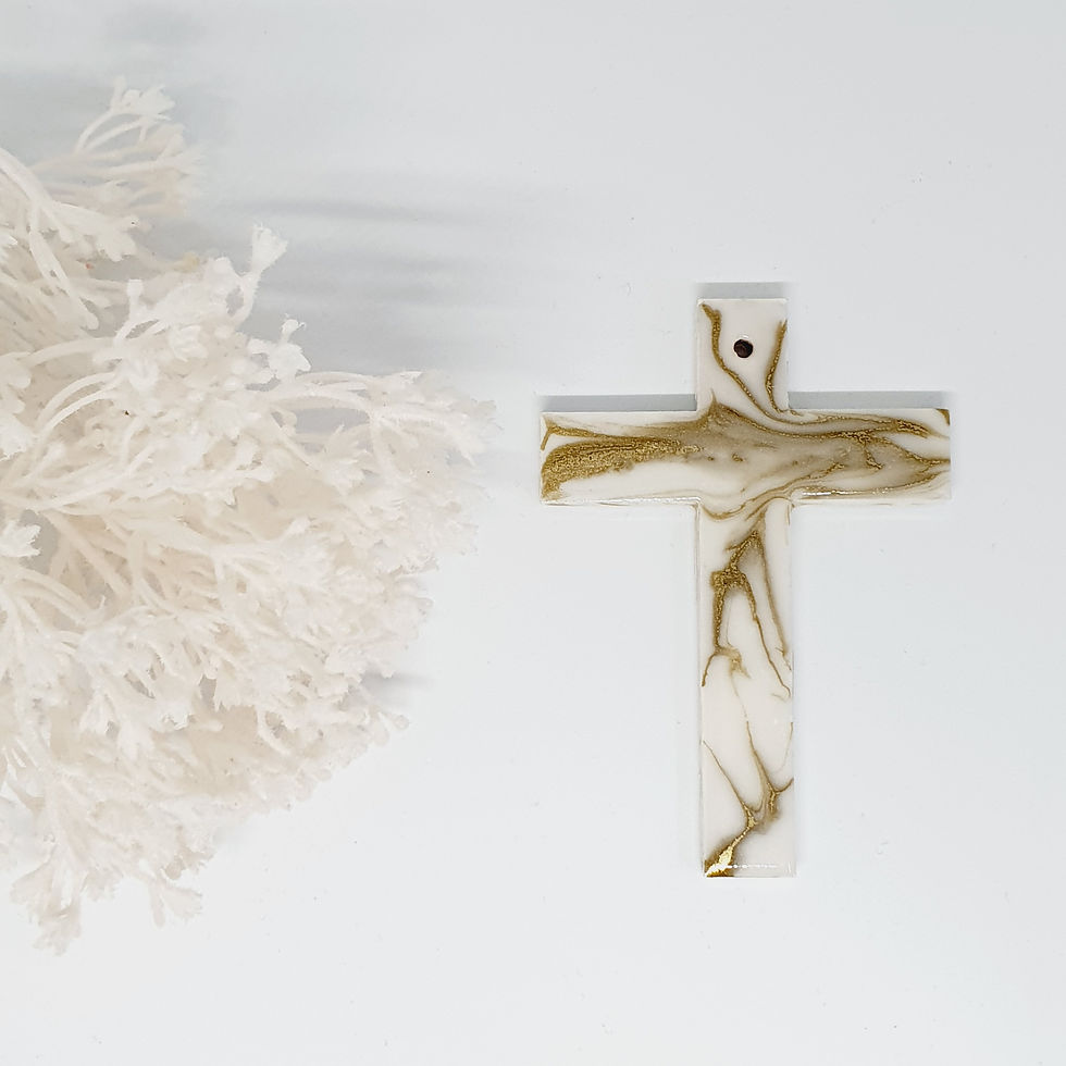 Thumbnail: Gold Marble Resin Wooden Cross