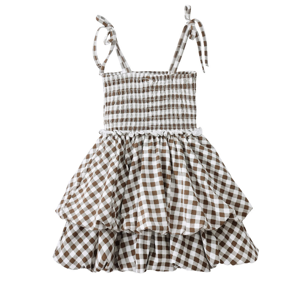 Thumbnail: Crack Soda Skylae  Check Bubble Dress - Mocha
