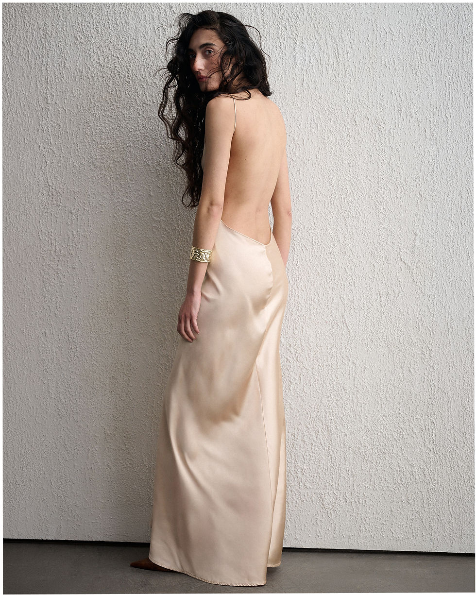 Thumbnail: Satin Ecru Dress