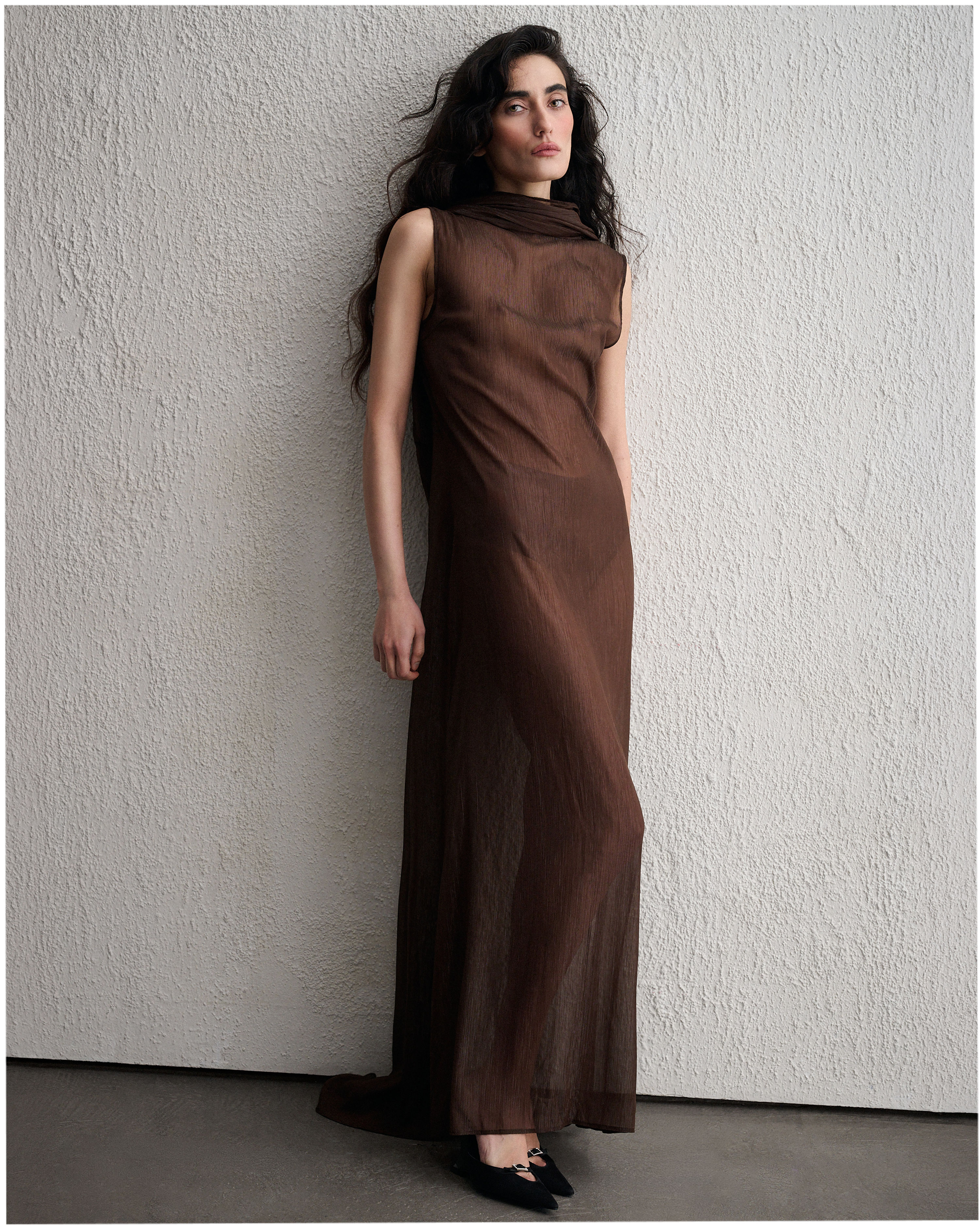 Brown Tulle Backless Dress