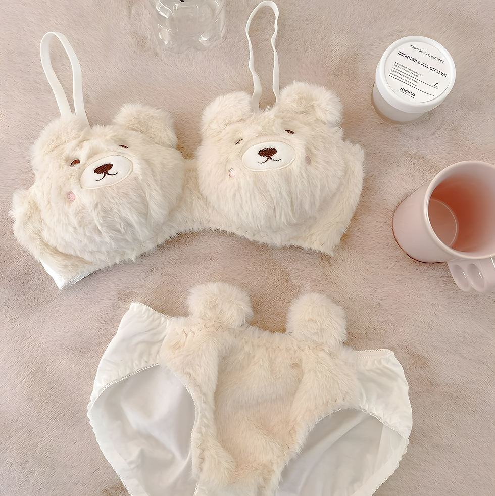 Thumbnail: Cute Plush V-Neck Bra Set