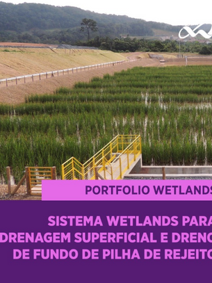 Wetlands Mineração | Tratamento de águas de escoamento superficial e dreno de fundo de pilha de rejeito para remoção de metais e tratamento de DAM.