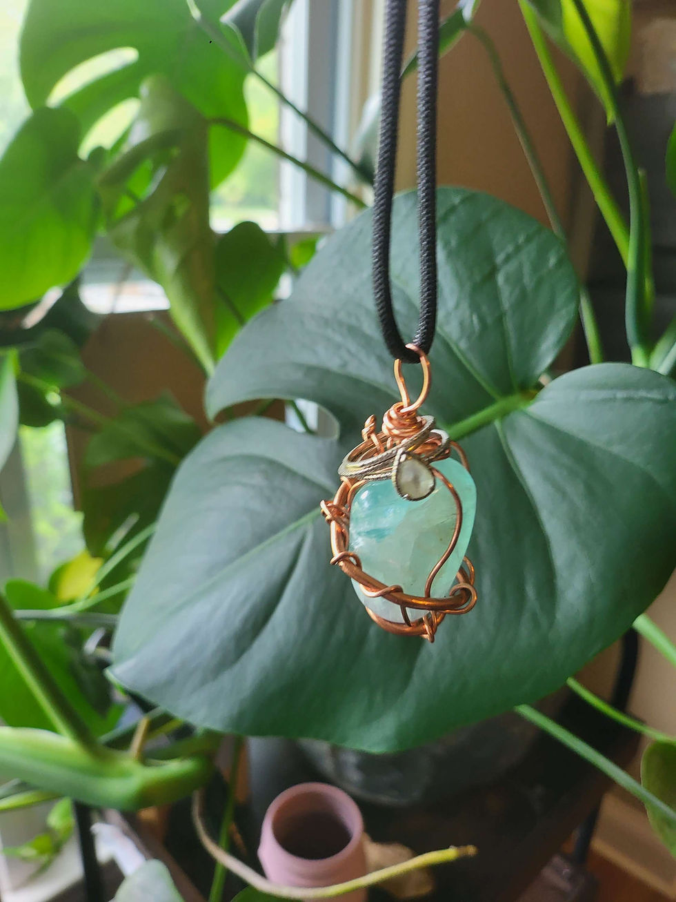 Thumbnail: Copper Wrapped Fluorite Necklace